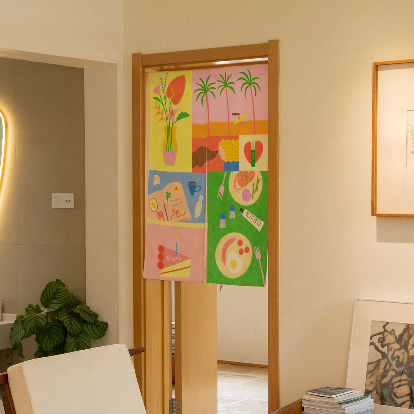 Commercial Window Printing - Cortina de puerta Noren tropical VIKAMA