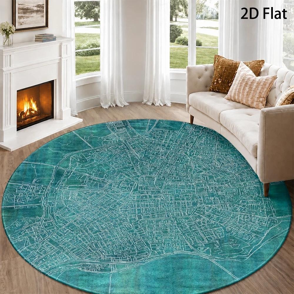 Commercial Road Printing - Alfombra redonda con mapa de la