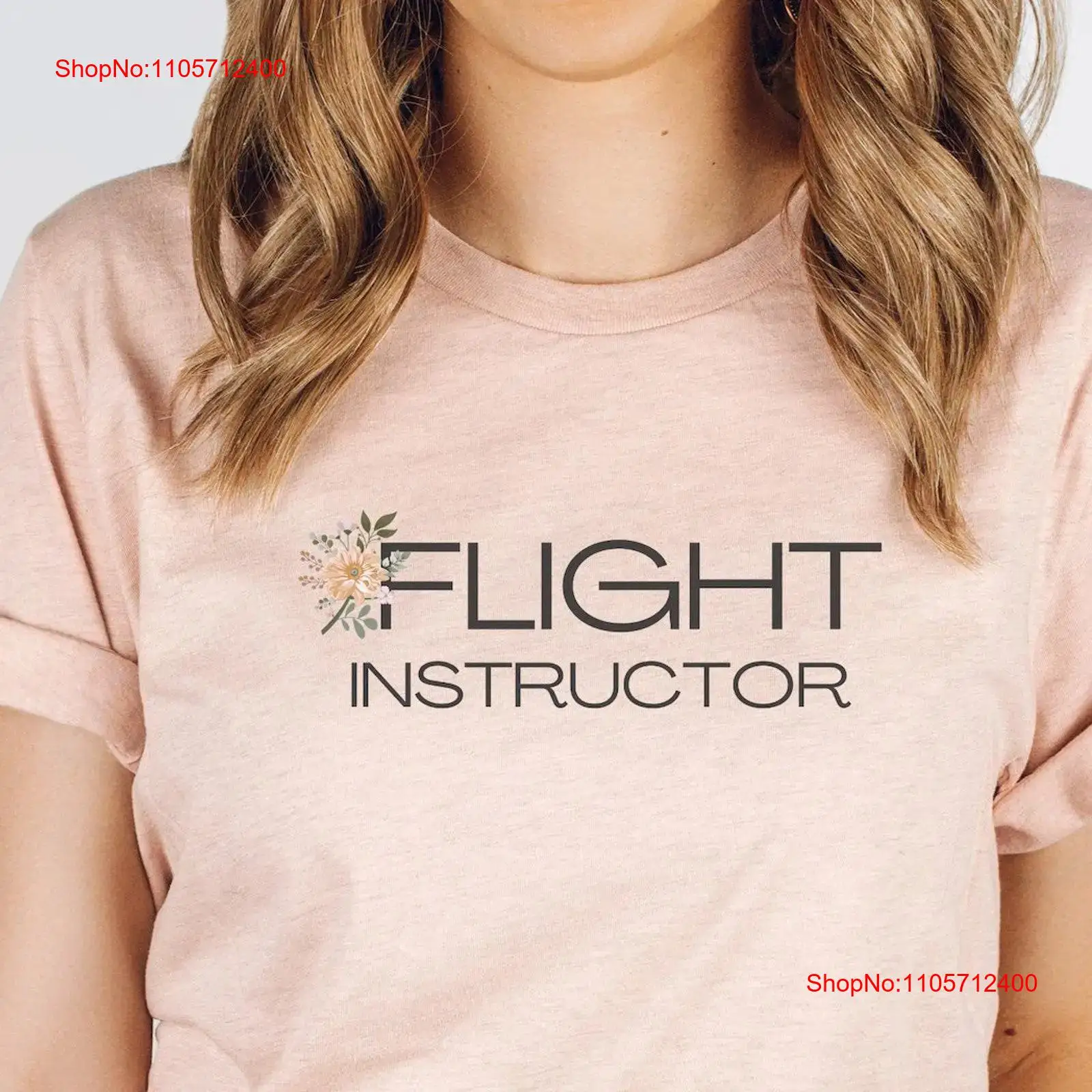 Commercial Shirt Printing - Camiseta Floral Flight Instructor para mujer,