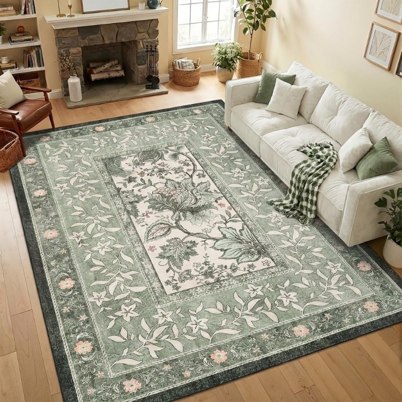 Printing On Commercial - Alfombra Retro con Estampado de Plantas